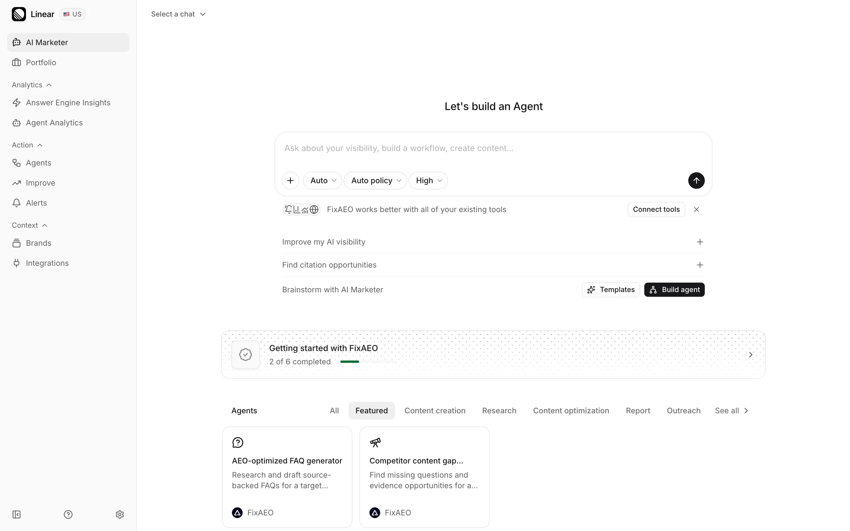 The FixAEO dashboard